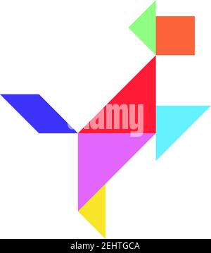 Tangram puzzle in dog shape on white background (Vector) Stock Vector