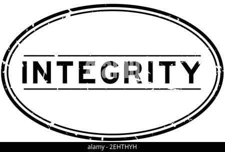 Grunge black integrity word oval rubber seal stamp on white background Stock Vector