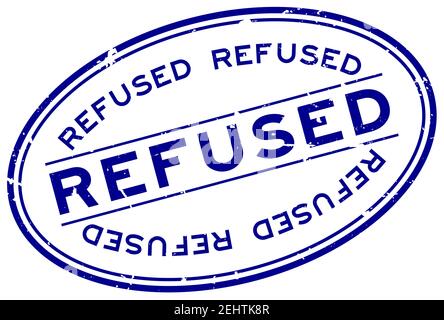Grunge blue refused word oval rubber seal stamp on white background Stock Vector