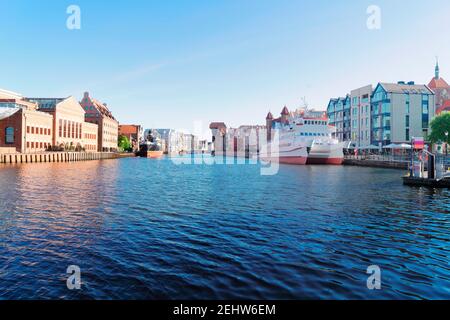 Old town waterfront over Motlawa, Gdansk Stock Photo