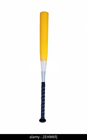 Metal baseball bat the american favorite sport an image isolated on white background. Aluminum baseball bat isolated on white background. Stock Photo