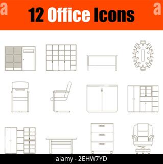 Office Icon Set. Thin Editable Stroke Line Without Filling Design. Vector Illustration. Stock Vector