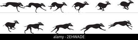 Greyhound running. Animation sprite sheet. Stock Vector