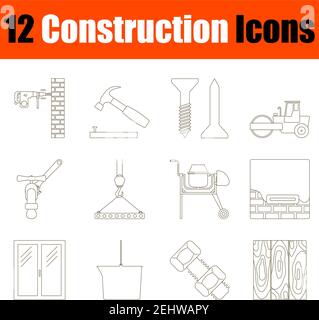 Construction Icon Set. Thin Editable Stroke Line Without Filling Design. Vector Illustration. Stock Vector