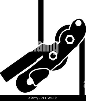 Alpinist Rope Ascender Icon. Black Glyph Design. Vector Illustration. Stock Vector