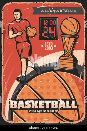 Basketball Tournament Retro Poster Design Template Stock Vector (Royalty  Free) 680373517