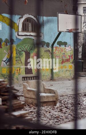 Basketball court in Zagreb, Croatia Stock Photo