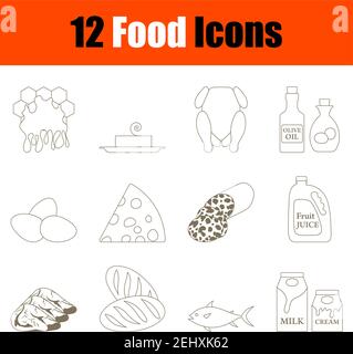 Food Icon Set. Thin Editable Stroke Line Without Filling Design. Vector Illustration. Stock Vector