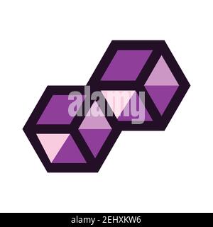 purple modern double geometric hexagonal logo vector hexagon design icon vector element Stock Vector