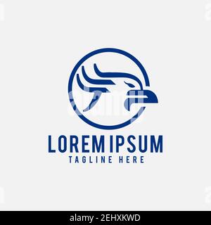 simple falcon eagle head logo in the circle design vector business concept illustration Stock Vector