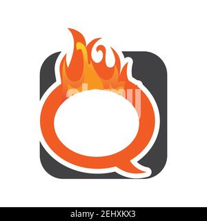orange hot flame initial Q Letter logo design vector graphic concept illustrations Stock Vector