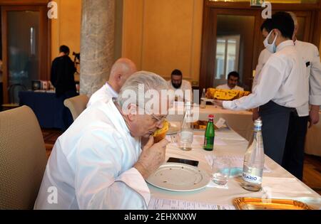 Milan, Panettone World Championship in Milan at Palazzo Bovara, in the photo  Iginio Massari acting as judge Editorial Usage Only Stock Photo - Alamy