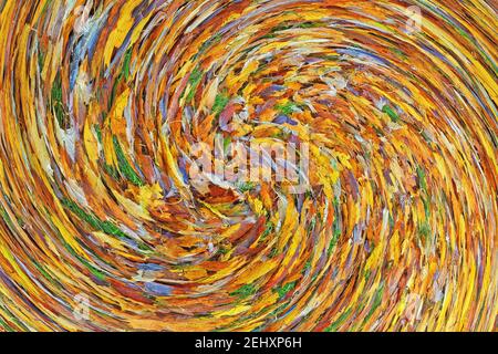 Abstract: Swirl or spiral of fallen Autumn leaves Stock Photo