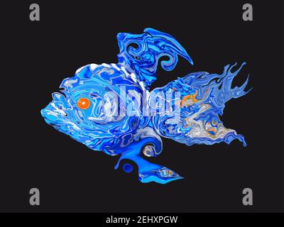 isolated abstract blue fish. colorful vector illustration. Stock Vector