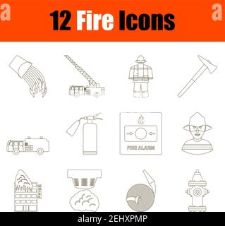 Fire Icon Set. Thin Editable Stroke Line Without Filling Design. Vector Illustration. Stock Vector