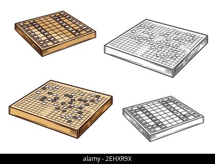 Go and shogi boards com peças de jogos japoneses