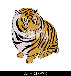 mascot cute cartoon tiger logo symbol vector icon design illustration Stock Vector