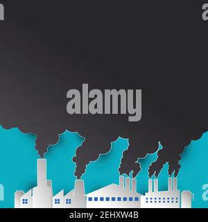 polluting air from factory pipe and cesspit, environmental for pollution concept. vector illustration Stock Vector