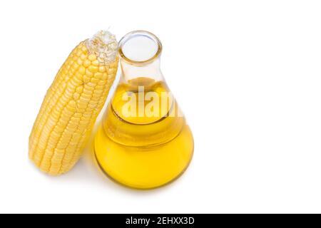 Ethanol biofuel derived from corn maze with beaker in laboratory Stock Photo