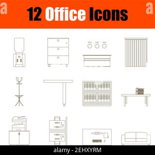 Office Icon Set. Thin Editable Stroke Line Without Filling Design. Vector Illustration. Stock Vector