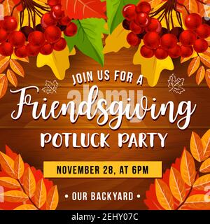 Happy Thanksgiving Day vector flyer, invitation for festive dinner or party  with cornucopia and autumn harvest. Thanks Giving fall holiday celebration  Stock Vector Image & Art - Alamy