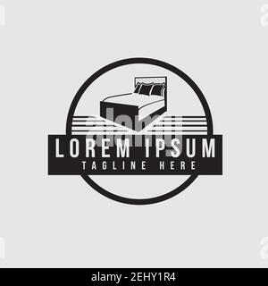 vintage simple black bed logo design vector illustration inspiration Stock Vector