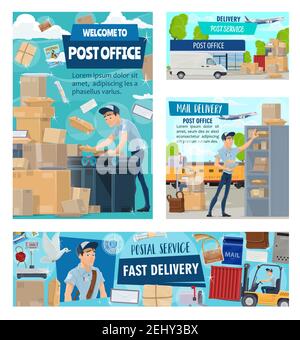Postman profession. Post office staff providing mail service, accepting ...