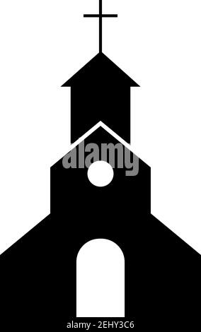 catholic chapel of holy cross glyph icon vector illustration Stock ...