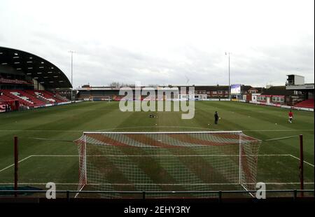 General view of the empty stadium before the Sky Bet League One match at Highbury Stadium, Fleetwood. Picture date: Saturday February 20, 2021. Stock Photo