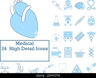 Medical Icon Set. Thin Line With Blue Fill Design. Vector Illustration. Stock Vector