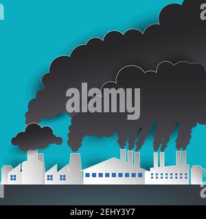 polluting air from factory pipe and cesspit, environmental for pollution concept. vector illustration Stock Vector