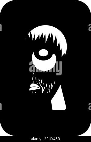 Criminal Peeping Through Keyhole Icon. Black Glyph Design. Vector Illustration. Stock Vector