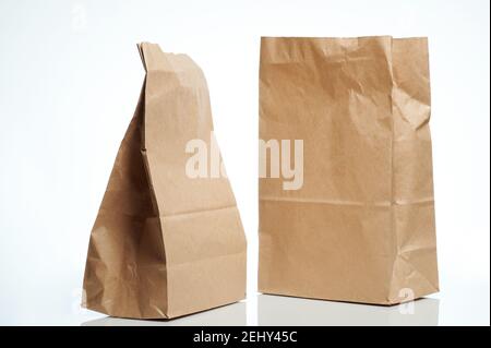Eco friendly paper bag isolated on white studio background Stock Photo