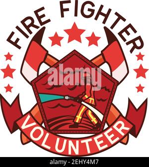 firefighter logo isolated on white background. vector illustration Stock Vector