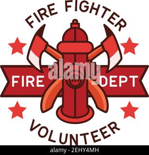 firefighter logo isolated on white background. vector illustration Stock Vector