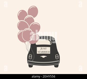 Wedding Car Decorations With Balloons Stock Vector