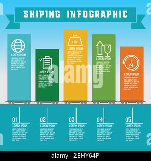 shipping info graphic for business. vector illustration Stock Vector