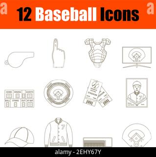 Baseball Icon Set. Thin Editable Stroke Line Without Filling Design. Vector Illustration. Stock Vector