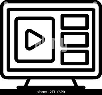 Flat interactive tv icon. Outline flat interactive tv vector icon for web design isolated on white background Stock Vector