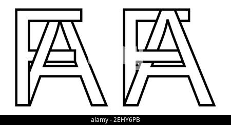 Logo sign fa af icon sign interlaced letters A, F vector logo af, fa first capital letters pattern alphabet a, f Stock Vector
