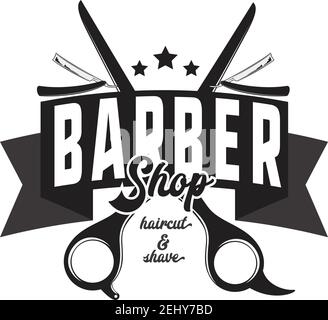 barber shop logo isolated on white background, vector illustration Stock Vector