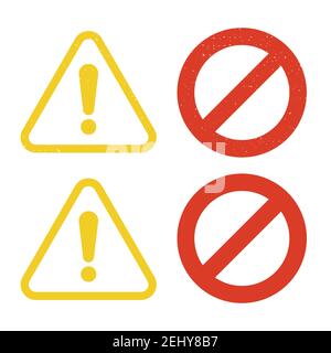 Stop and warning road sign, grunge style Stock Vector