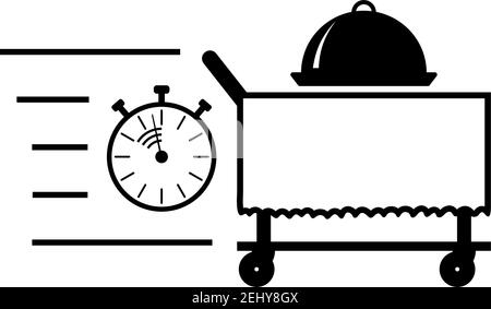 Fast Room Service Icon. Black Glyph Design. Vector Illustration. Stock Vector