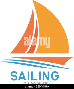 sailing logo on white background, vector illustration Stock Vector