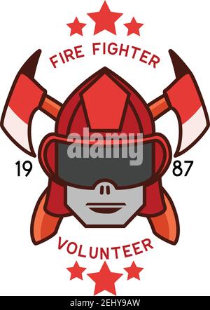 firefighter logo isolated on white background. vector illustration Stock Vector
