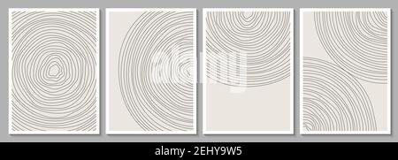Geometric minimalist abstract hand painted poster for wall decor, print design. Vector illustration linear shapes canvas Stock Vector