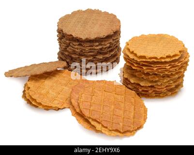 Crispy wafers isolated on white background Stock Photo