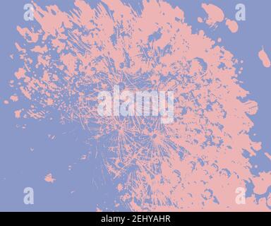 pink print, abstract brush pattern on blue background Stock Vector