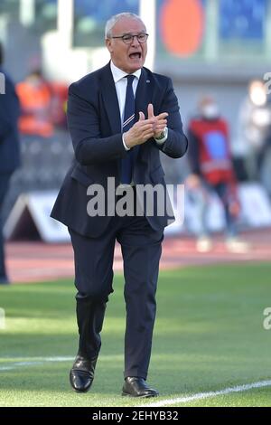 Rome, Italy. 20th Feb, 2021. Claudio Ranieri coach of UC Sampdoria reacts during the Serie A football match between SS Lazio and UC Sampdoria at Olimpico Stadium in Roma (Italy), February 20th, 2021. Photo Antonietta Baldassarre/Insidefoto Credit: insidefoto srl/Alamy Live News Stock Photo