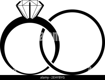 Wedding Rings Icon. Black Glyph Design. Vector Illustration. Stock Vector